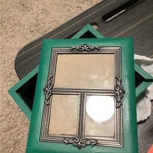 Vintage, Teal & Real Silver Photo Box, with Black Velvet liner